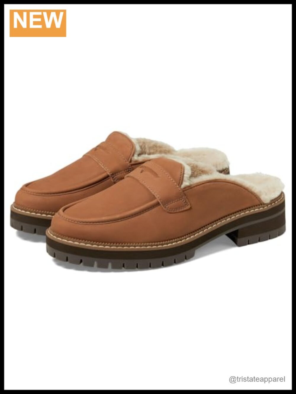 Cara Mule Leather Moc Toe Block Heel Slip-On Casual Shoe